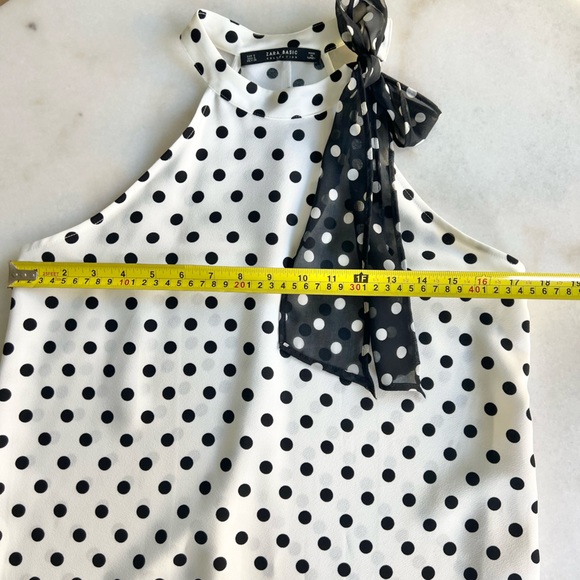 Zara Polka Dot Tunic - White and Black Polka Dot, Attached Scarf Included - Picture 8 of 11